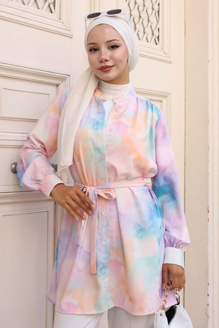 BNG Women Patterned Hijab Shirt Lilac 700 - Berriozábal