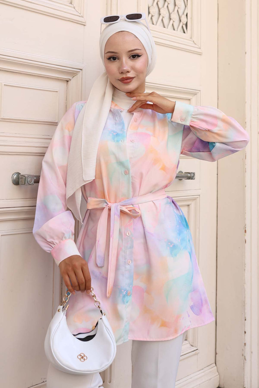 BNG Women Patterned Hijab Shirt Lilac 700 - Berriozábal