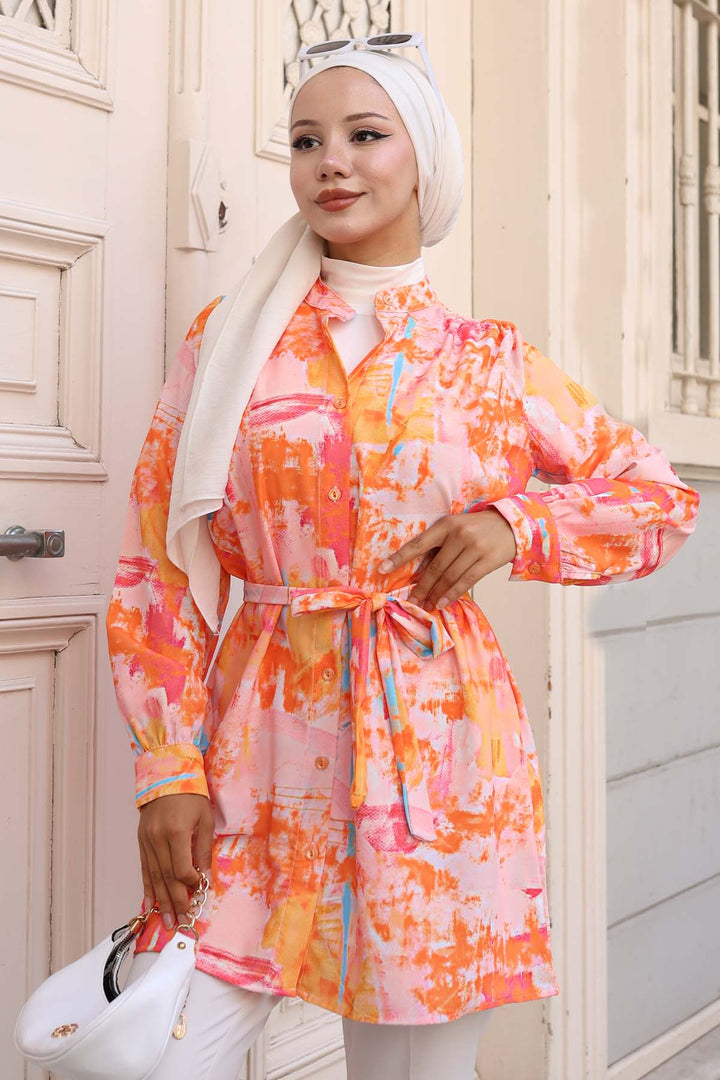 BNG Women Patterned Hijab Shirt Orange 700 - Cinisello Balsamo