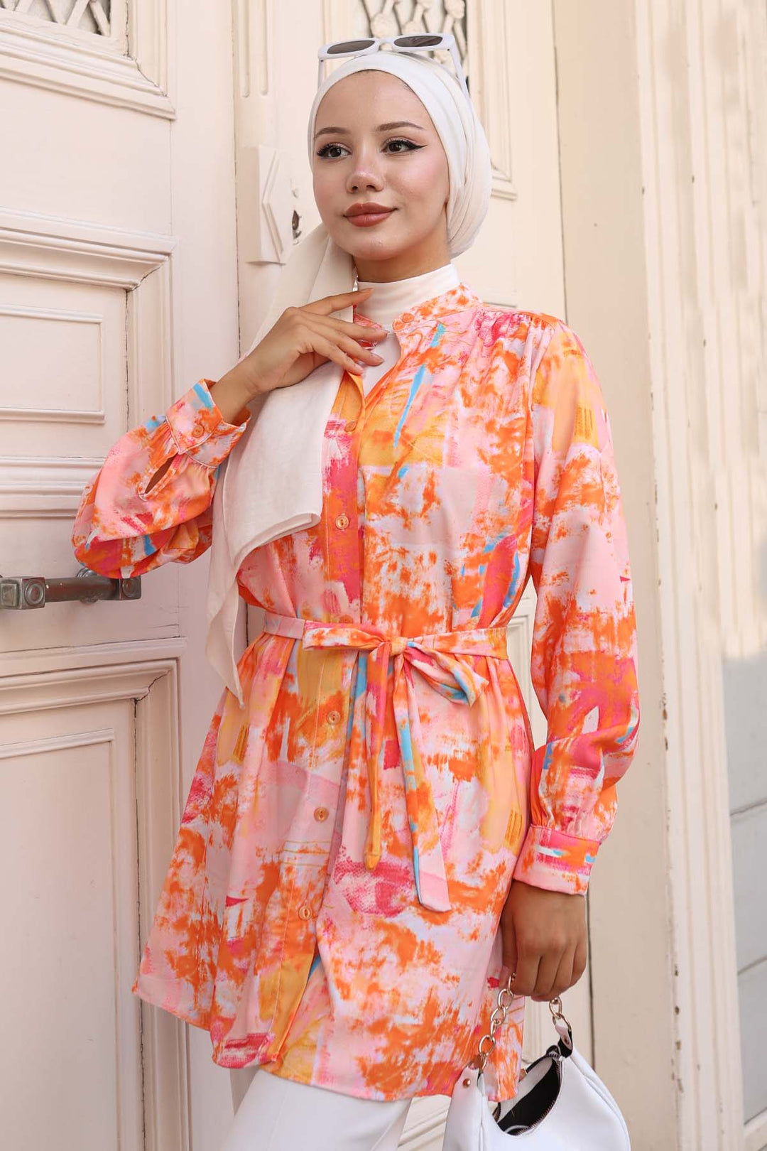 BNG Women Patterned Hijab Shirt Orange 700 - Cinisello Balsamo