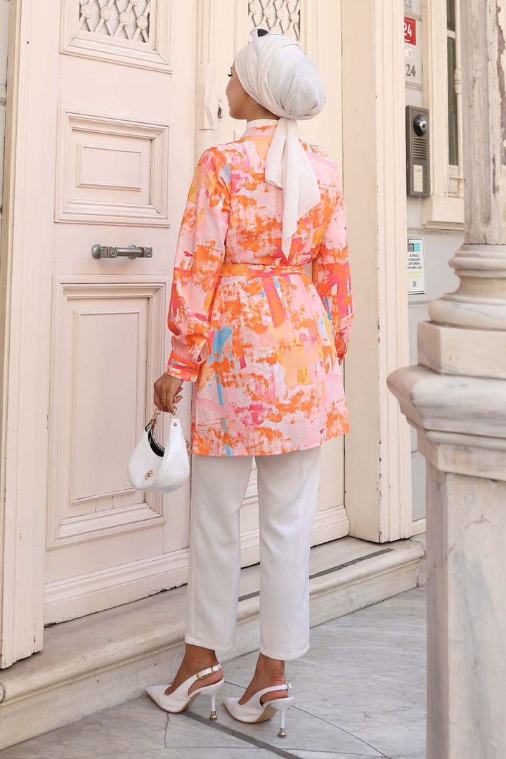 BNG Women Patterned Hijab Shirt Orange 700 - Cinisello Balsamo