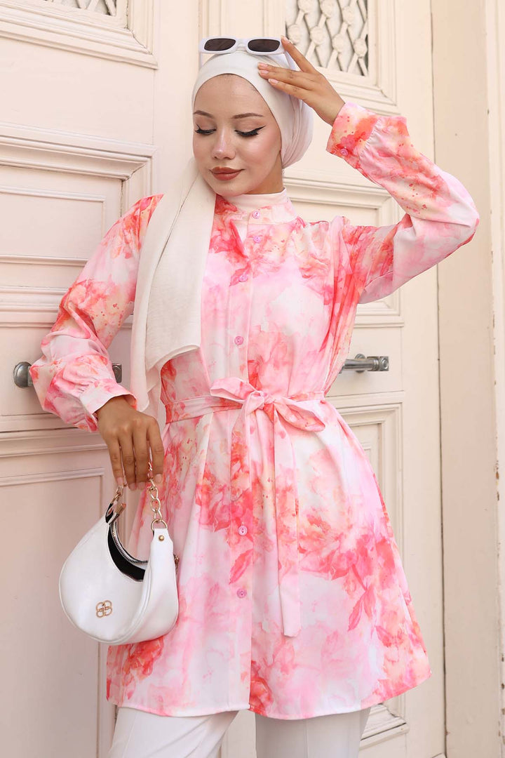 BNG Women Patterned Hijab Shirt Powder 700 - Portugalete