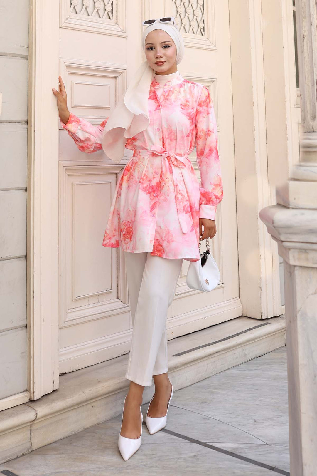 BNG Women Patterned Hijab Shirt Powder 700 - Portugalete