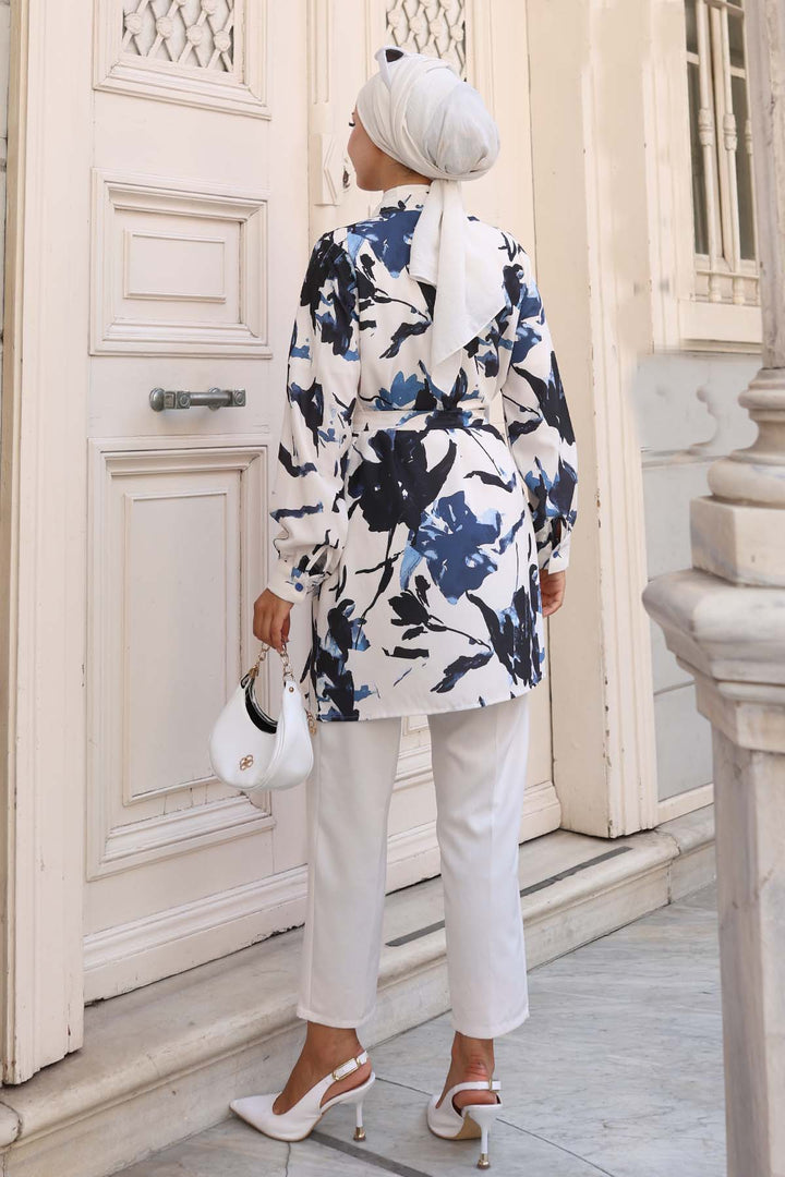 BNG Women Patterned Hijab Shirt Navy 701 - Owensboro