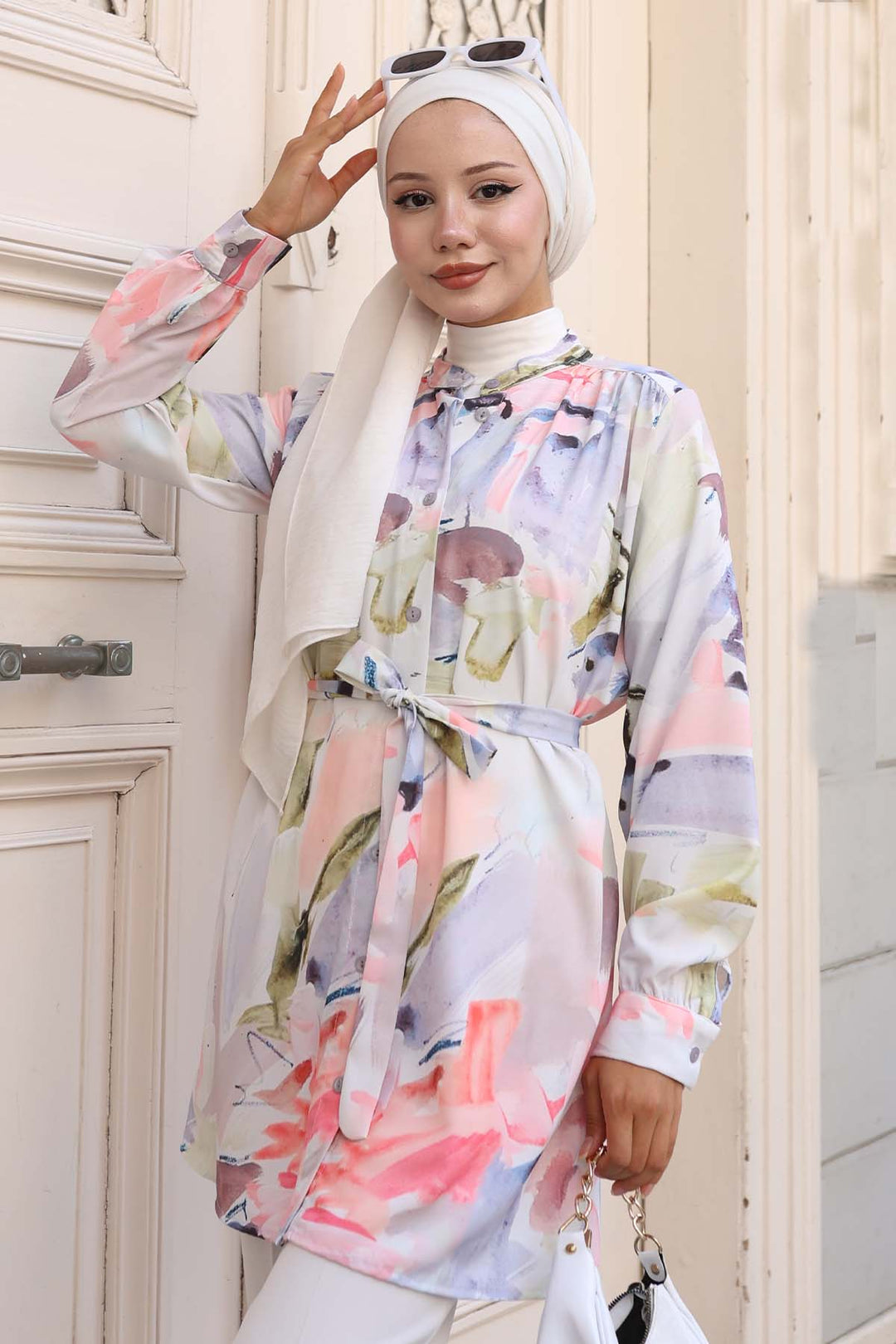 BNG Women Patterned Hijab Shirt Lilac 701 - Málaga