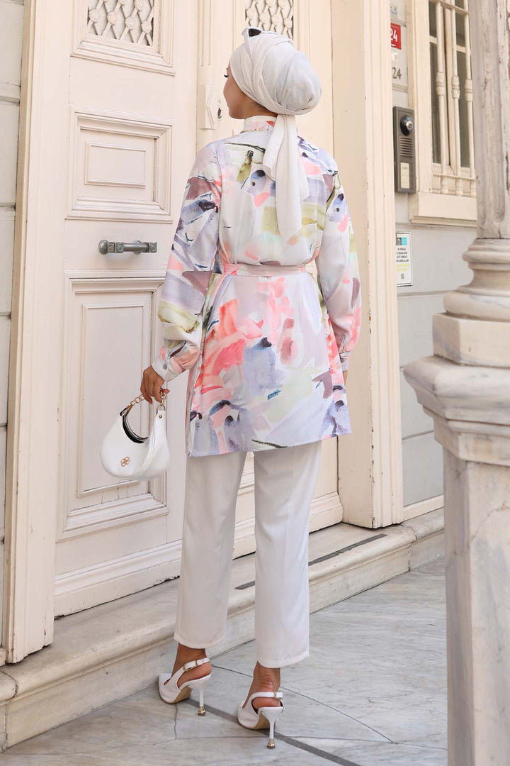 BNG Women Patterned Hijab Shirt Lilac 701 - Málaga