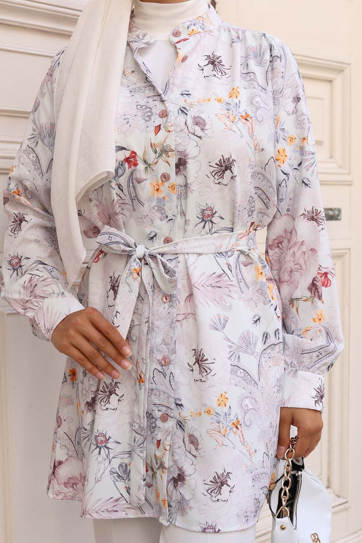 BNG Women Patterned Hijab Shirt Stone Color 701 - Tecomán