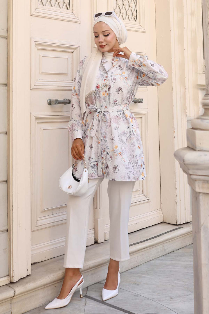 BNG Women Patterned Hijab Shirt Stone Color 701 - Tecomán