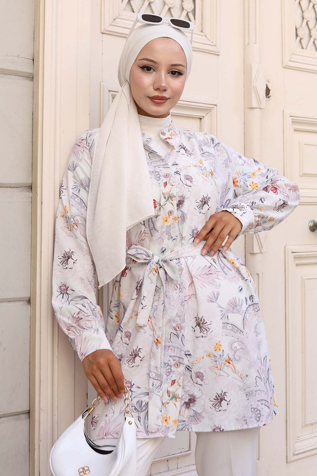 BNG Women Patterned Hijab Shirt Stone Color 701 - Tecomán