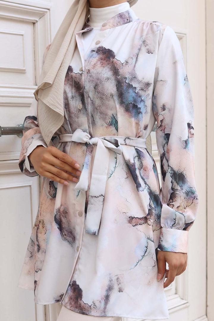 BNG Women Patterned Hijab Shirt Mink 701 - Monrovia