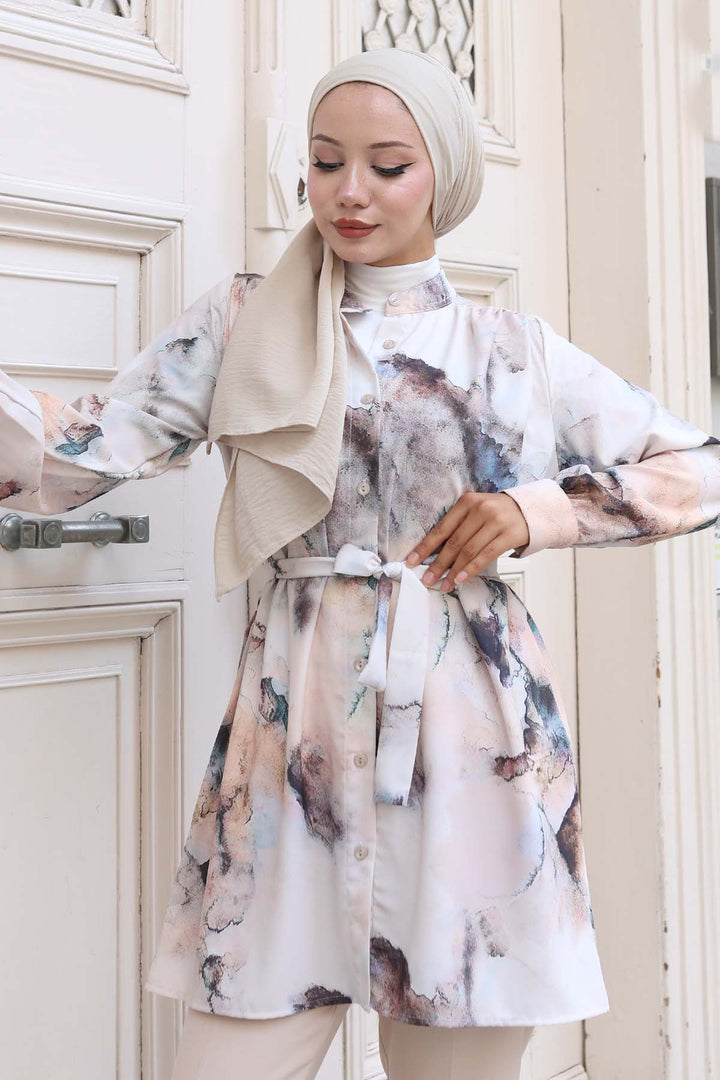 BNG Women Patterned Hijab Shirt Mink 701 - Monrovia