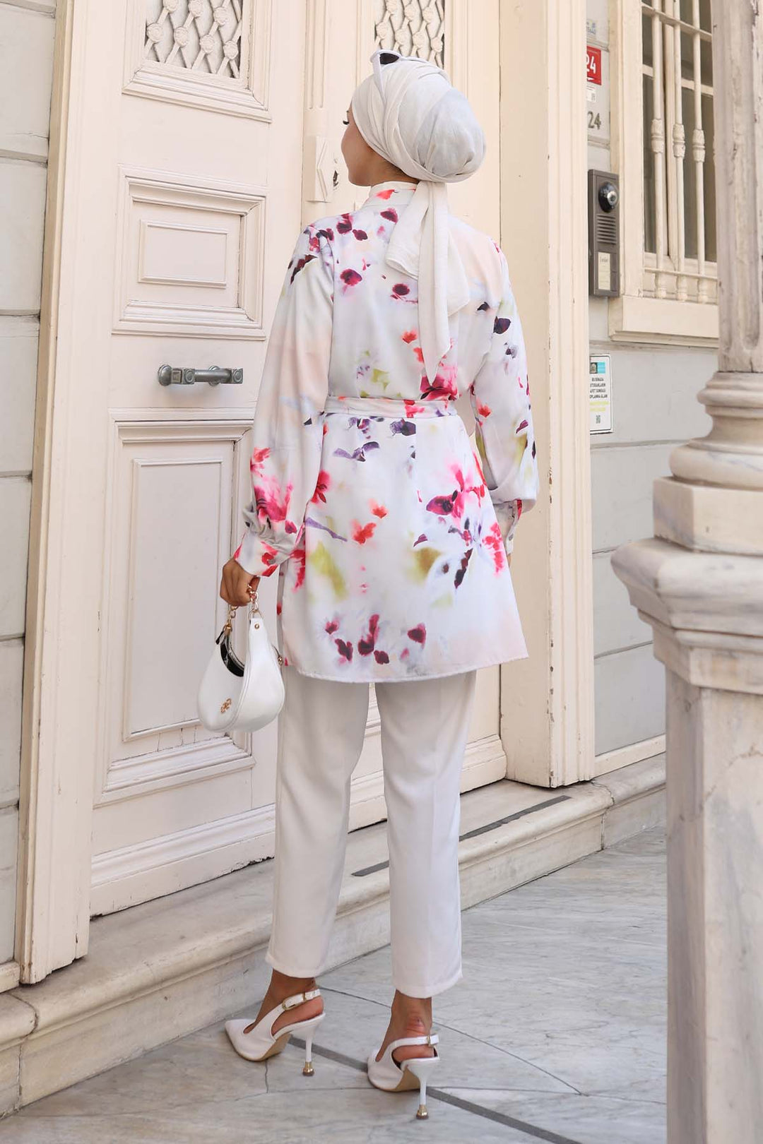 BNG Women Patterned Hijab Shirt Green 701 - Palm Desert