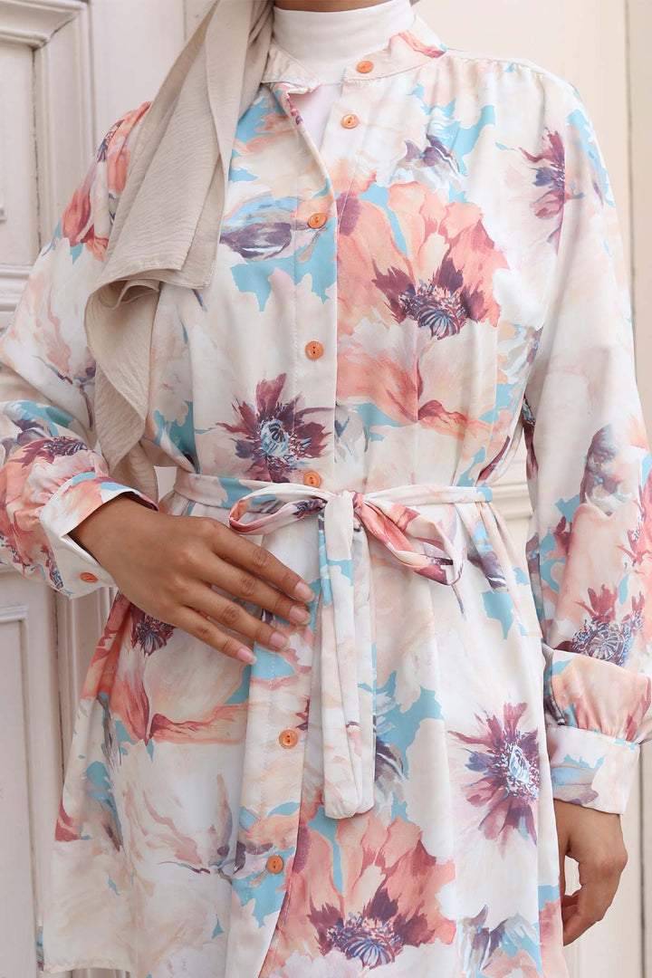 BNG Women Patterned Hijab Shirt Beige 702 - Wilmington