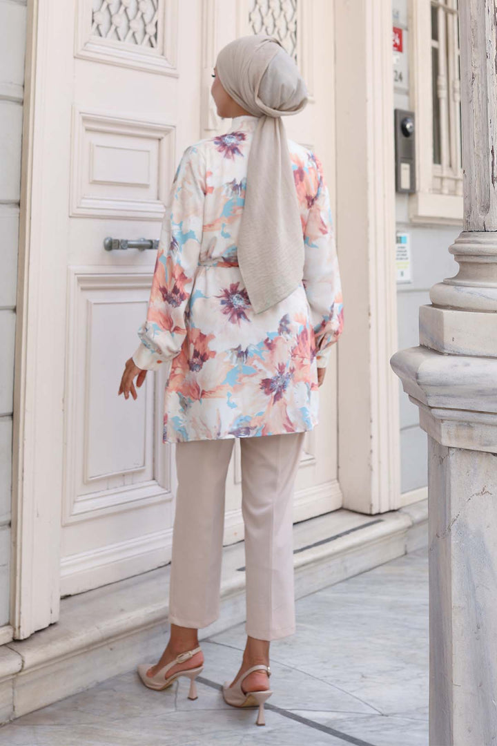 BNG Women Patterned Hijab Shirt Beige 702 - Wilmington