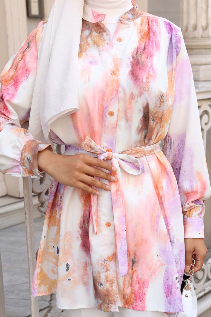 BNG Women Patterned Hijab Shirt Lilac 702 - La Independencia