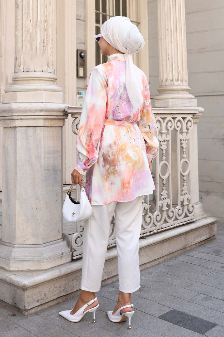 BNG Women Patterned Hijab Shirt Lilac 702 - La Independencia