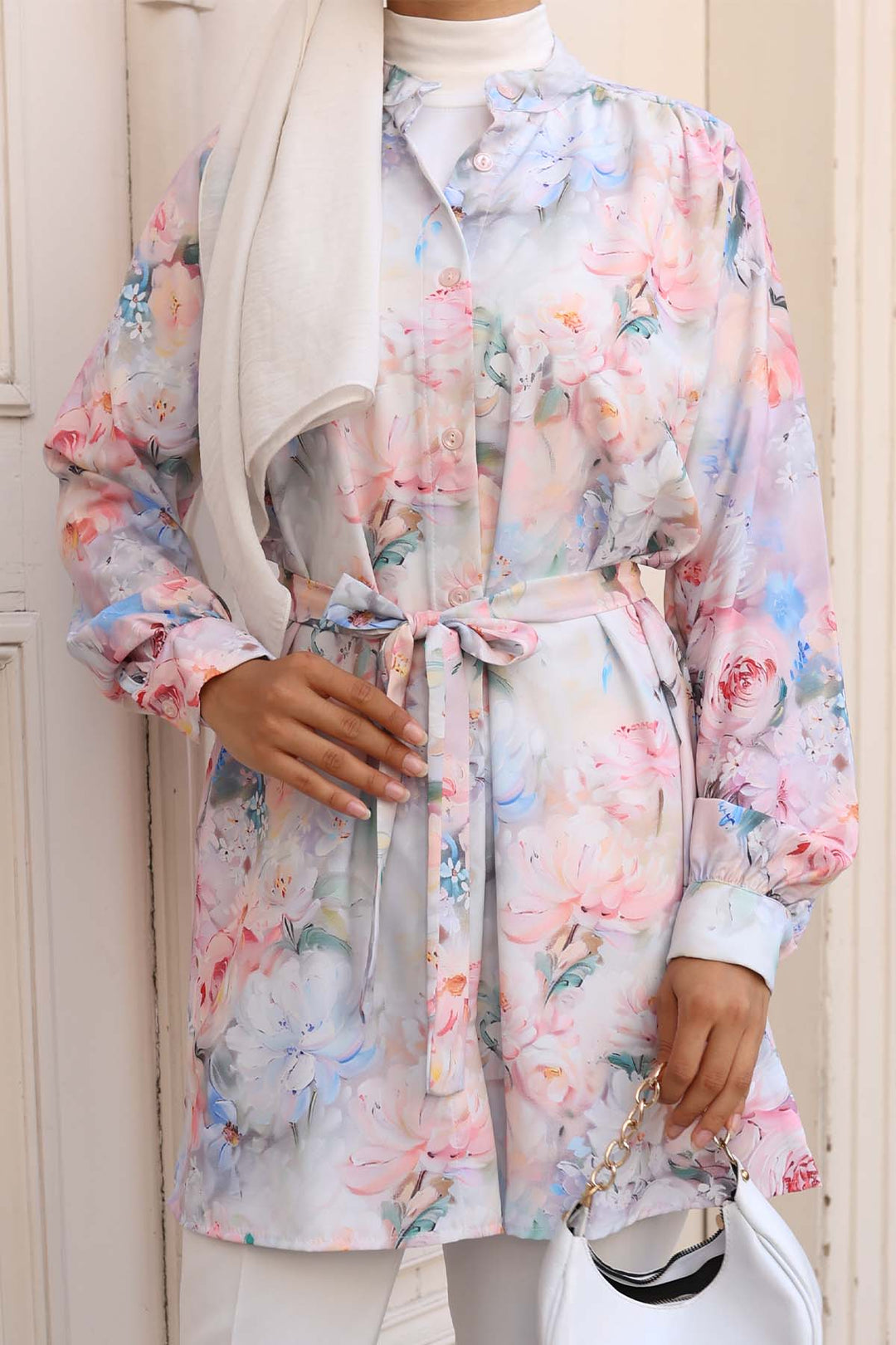 BNG Women Patterned Hijab Shirt Powder 702 - Inverness