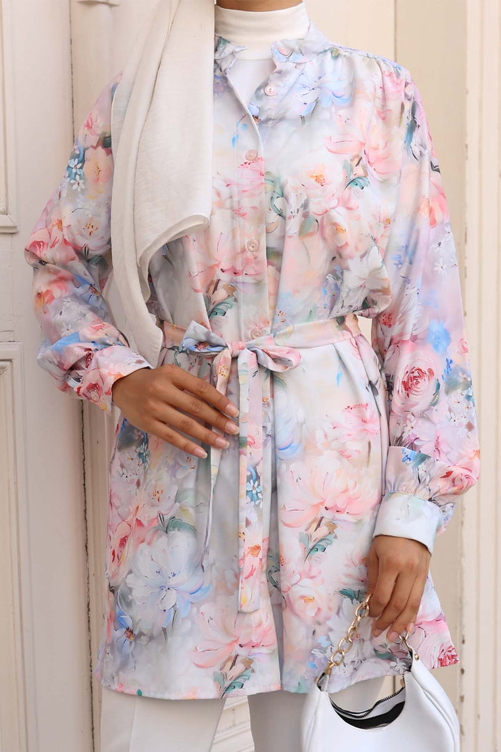 BNG Women Patterned Hijab Shirt Powder 702 - Inverness