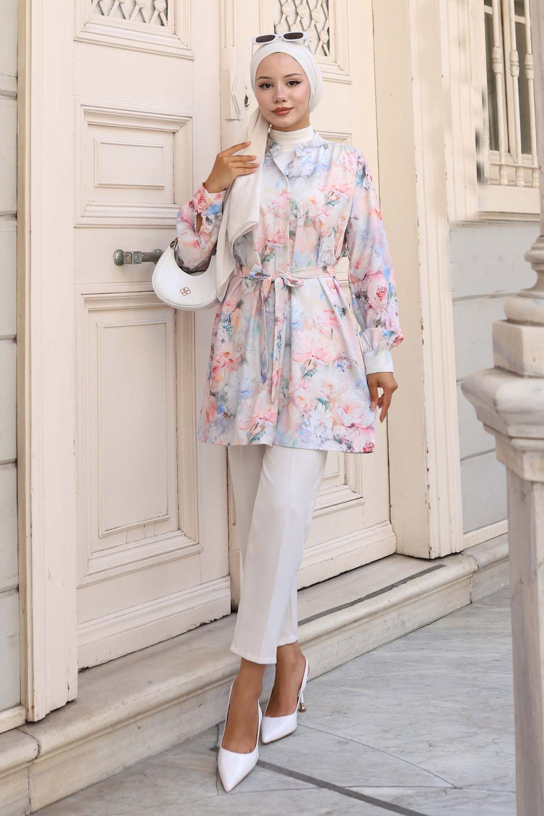 BNG Women Patterned Hijab Shirt Powder 702 - Inverness