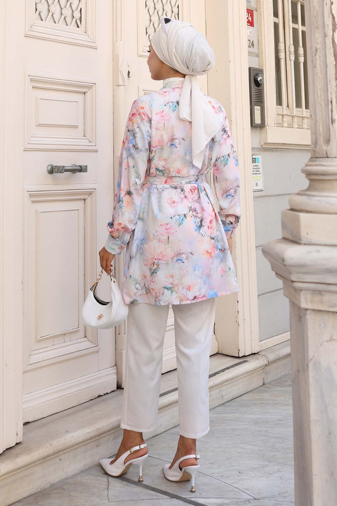 BNG Women Patterned Hijab Shirt Powder 702 - Inverness