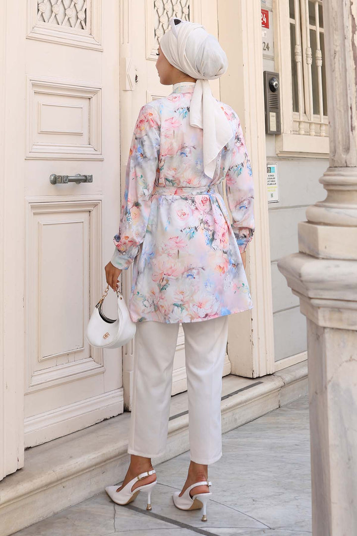 BNG Women Patterned Hijab Shirt Powder 702 - Inverness