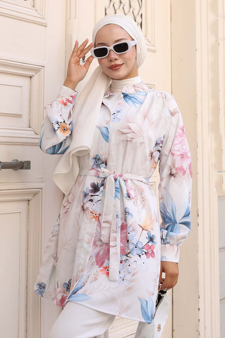 BNG Women Patterned Hijab Shirt Stone Color 702 - Palmerston North