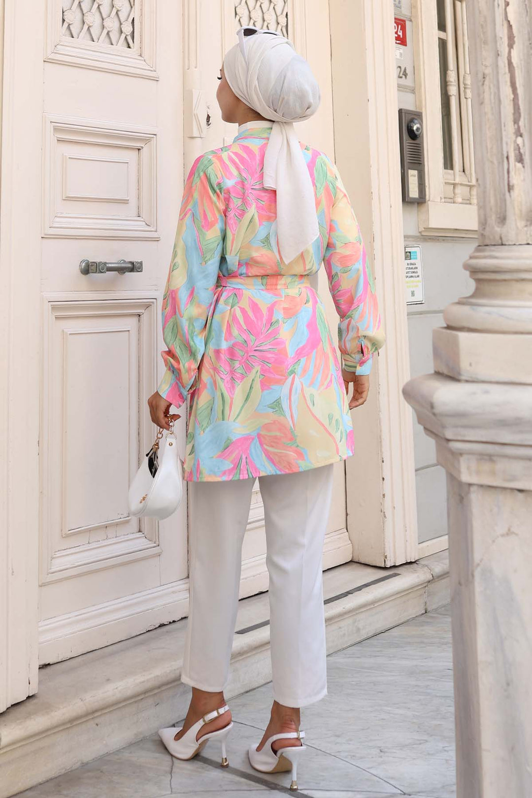 BNG Women Patterned Hijab Shirt Pink 703 - Cádiz