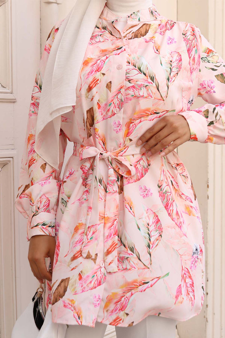BNG Women Patterned Hijab Shirt Powder 703 - Portage