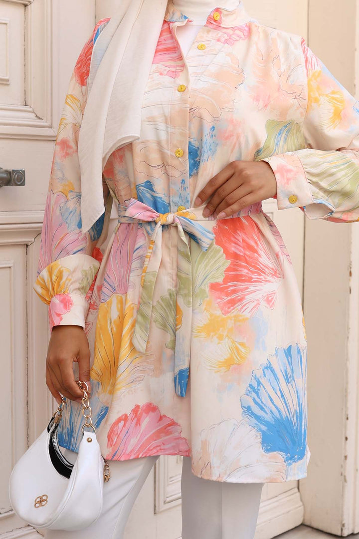 BNG Women Patterned Hijab Shirt Yellow 703 - Poole