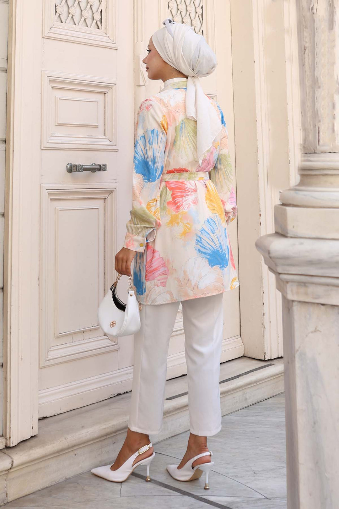 BNG Women Patterned Hijab Shirt Yellow 703 - Poole