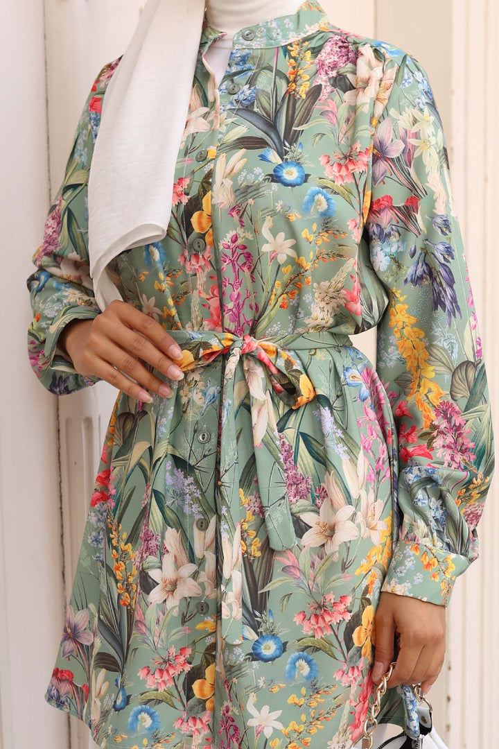 BNG Women Patterned Hijab Shirt Green 703 - Campobasso