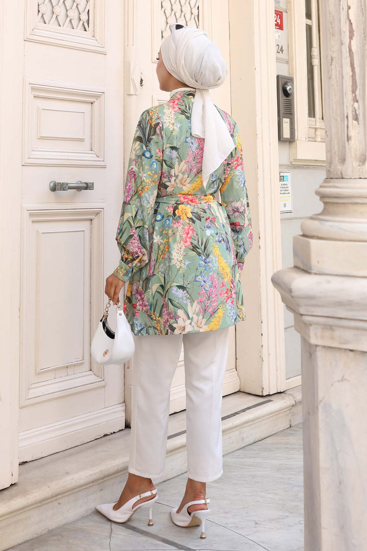 BNG Women Patterned Hijab Shirt Green 703 - Campobasso