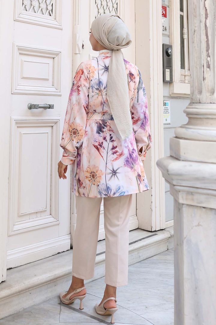 BNG Women Patterned Hijab Shirt Beige 704 - Sherman