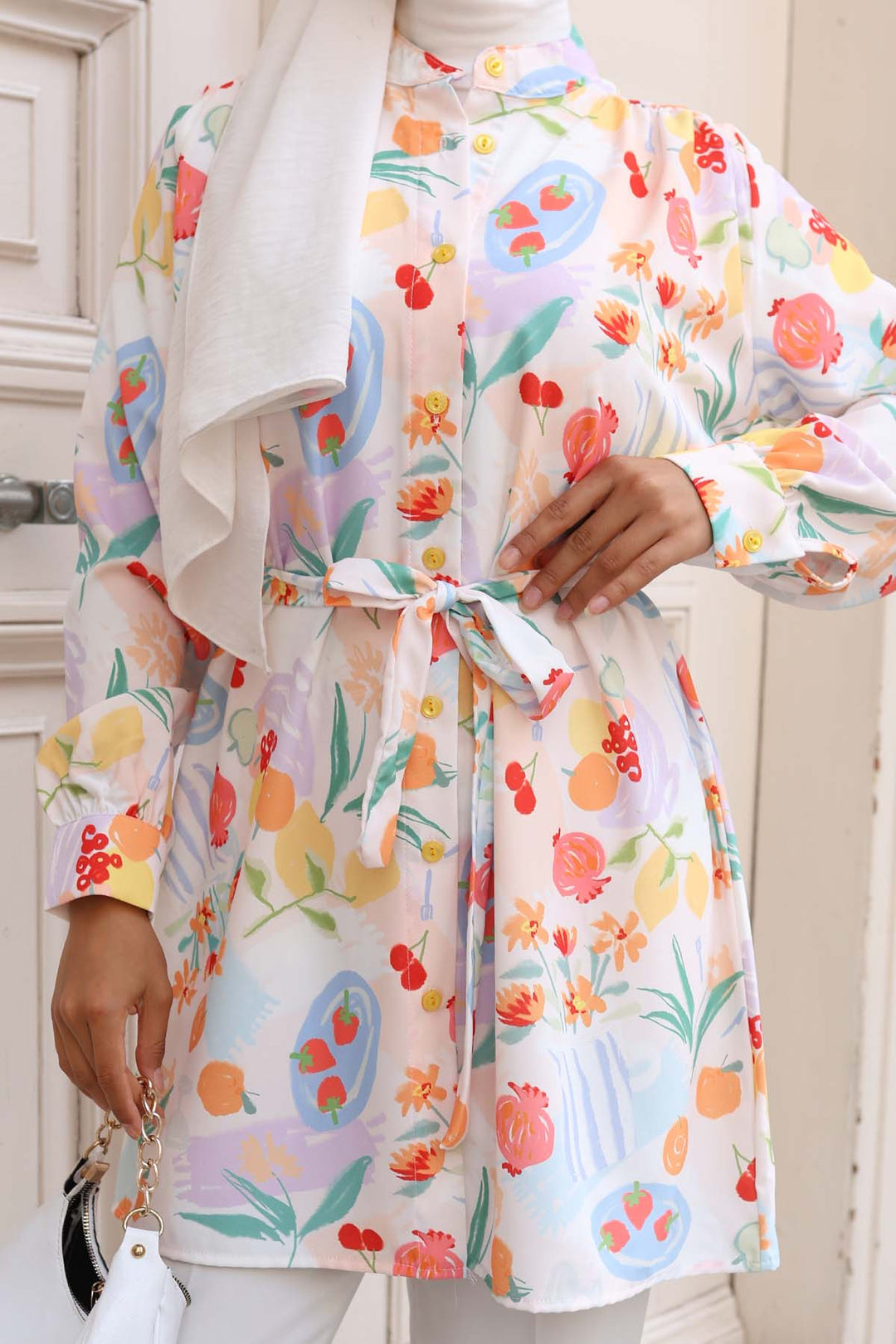 BNG Women Patterned Hijab Shirt Red 704 - Lenexa