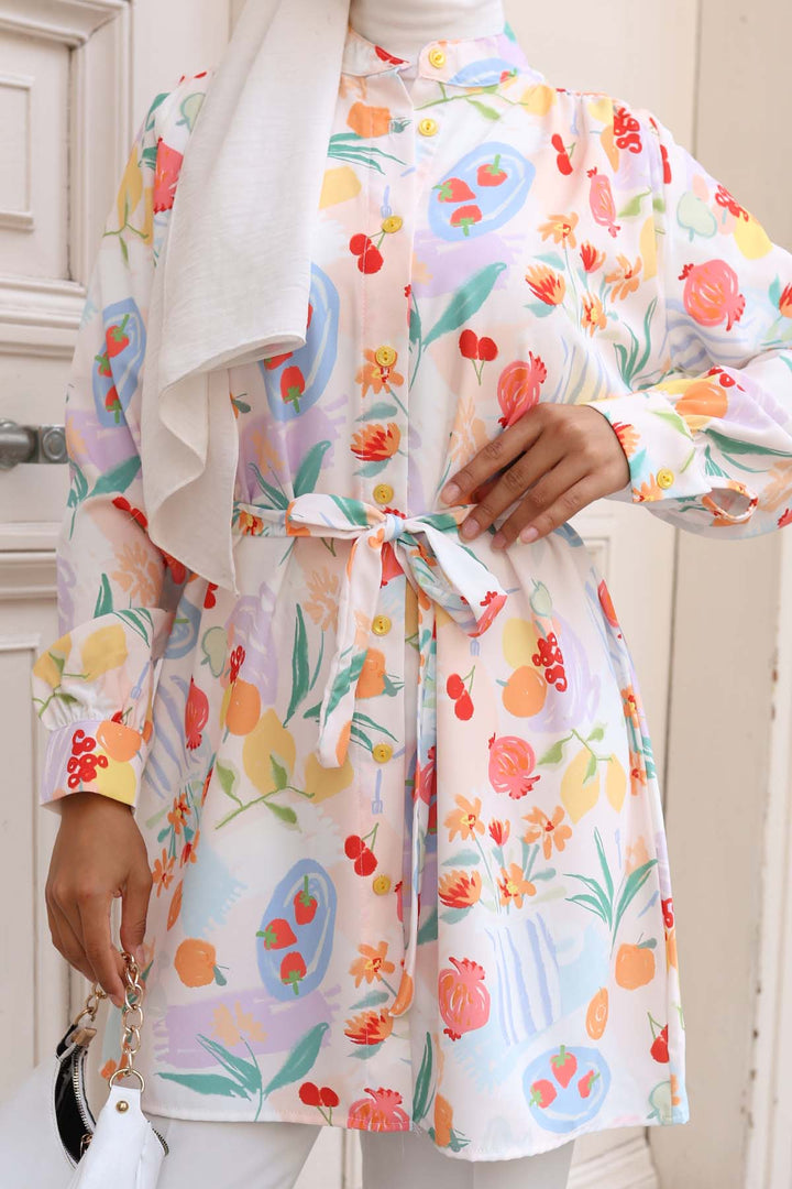 BNG Women Patterned Hijab Shirt Red 704 - Lenexa