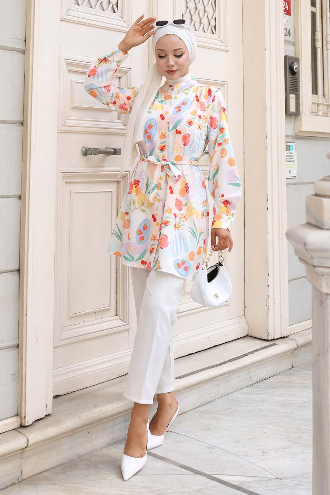 BNG Women Patterned Hijab Shirt Red 704 - Lenexa