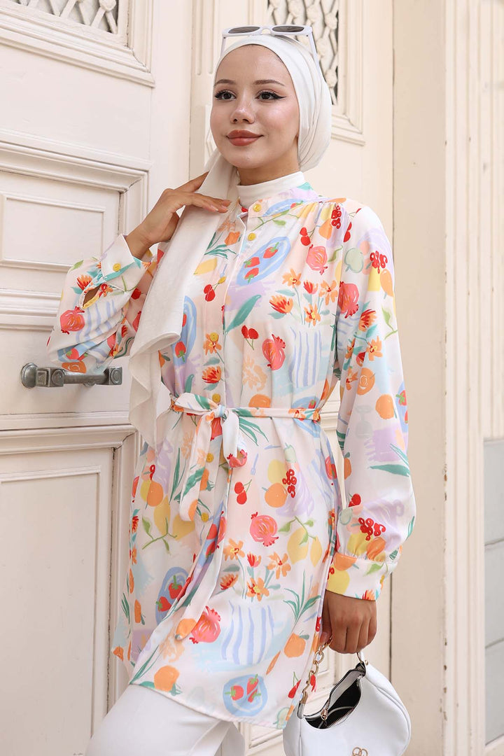 BNG Women Patterned Hijab Shirt Red 704 - Lenexa