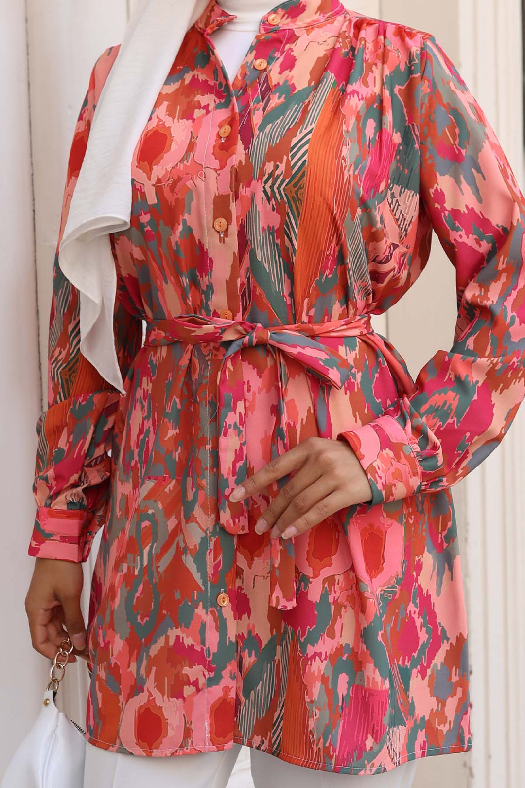 BNG Women Patterned Hijab Shirt Terracotta 704 - Xicotepec de Juárez