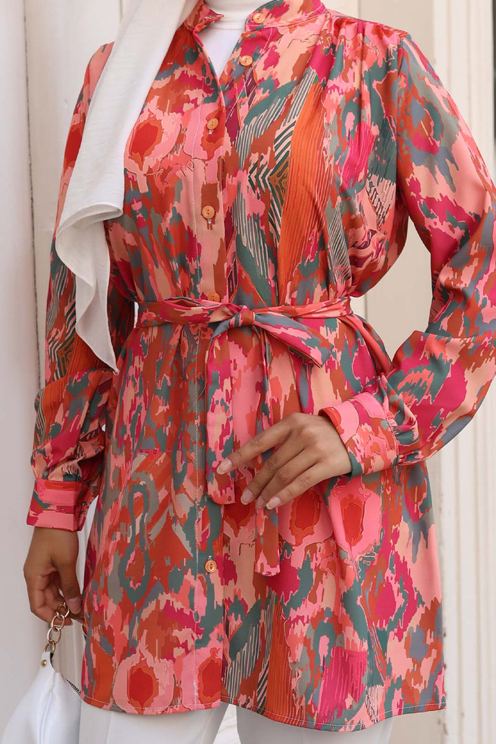 BNG Women Patterned Hijab Shirt Terracotta 704 - Xicotepec de Juárez