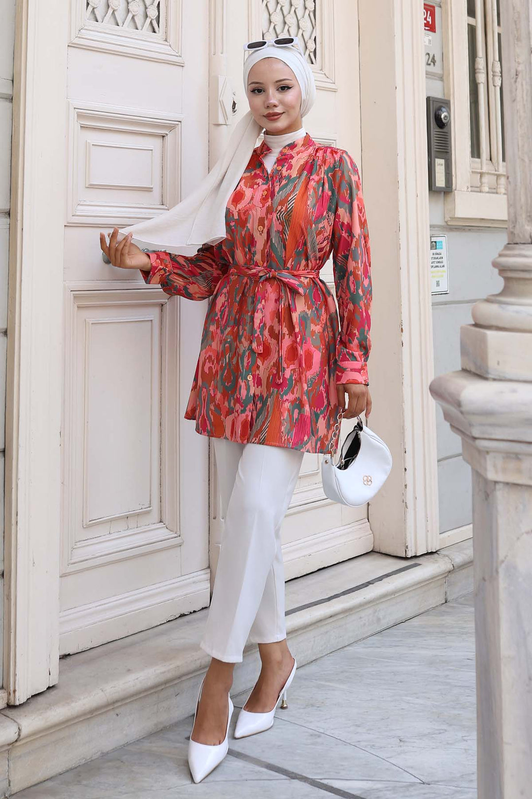 BNG Women Patterned Hijab Shirt Terracotta 704 - Xicotepec de Juárez