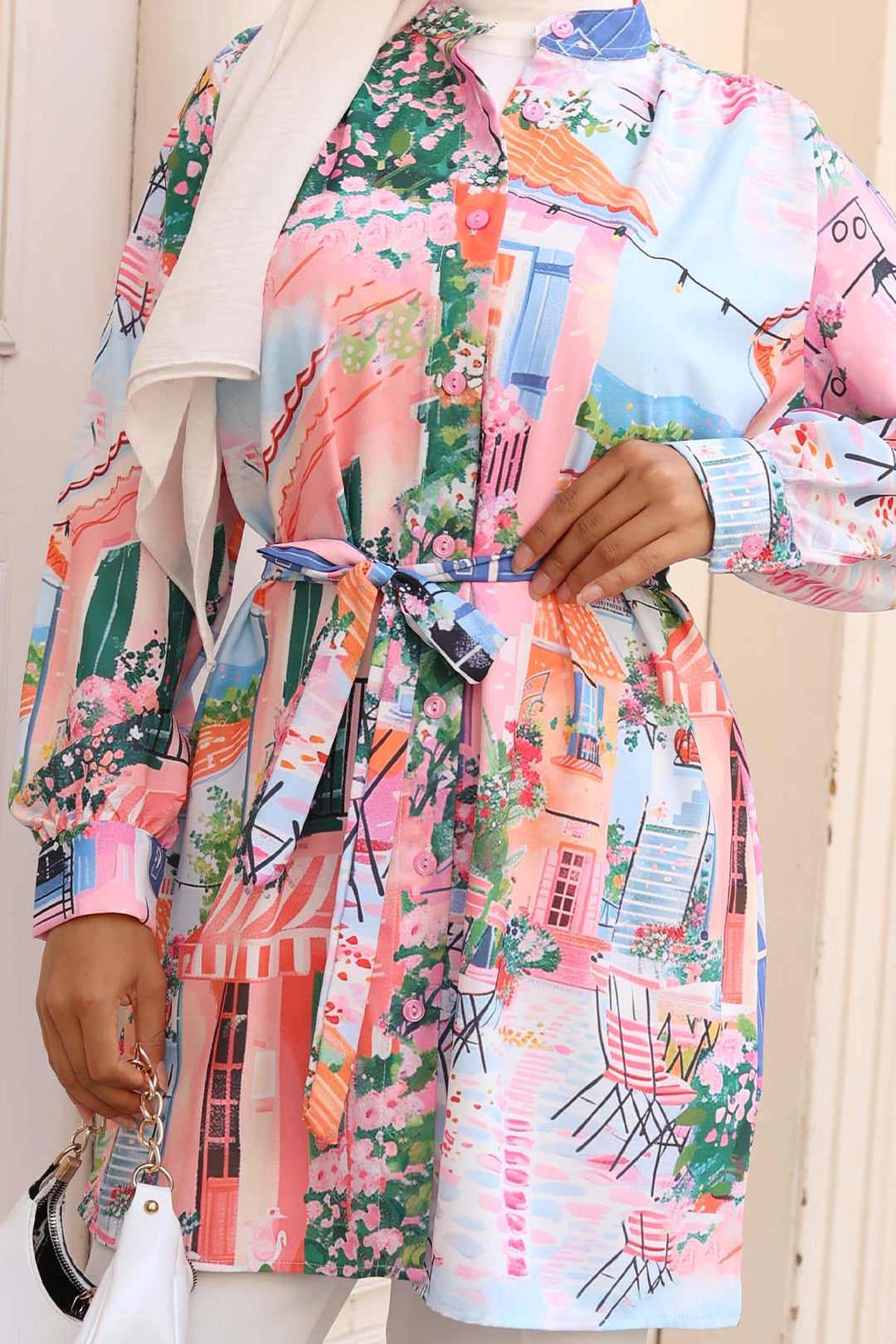 BNG Women Patterned Hijab Shirt Lilac 704 - Alcobaça