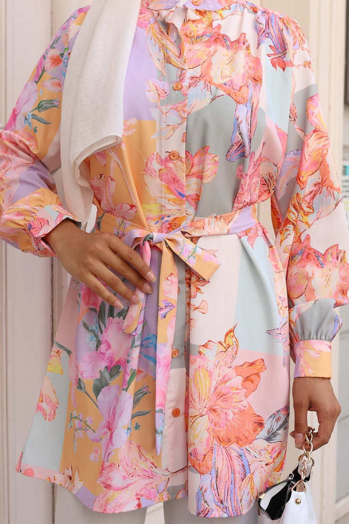 BNG Women Patterned Hijab Shirt Yellow 704 - Rogers