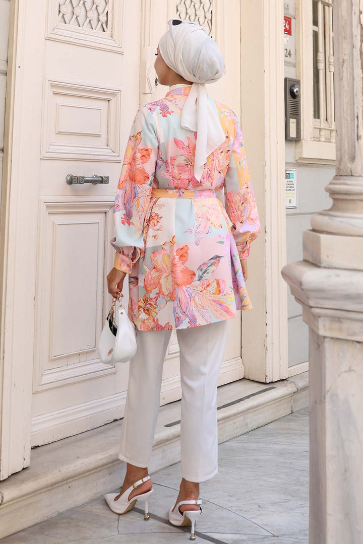 BNG Women Patterned Hijab Shirt Yellow 704 - Rogers