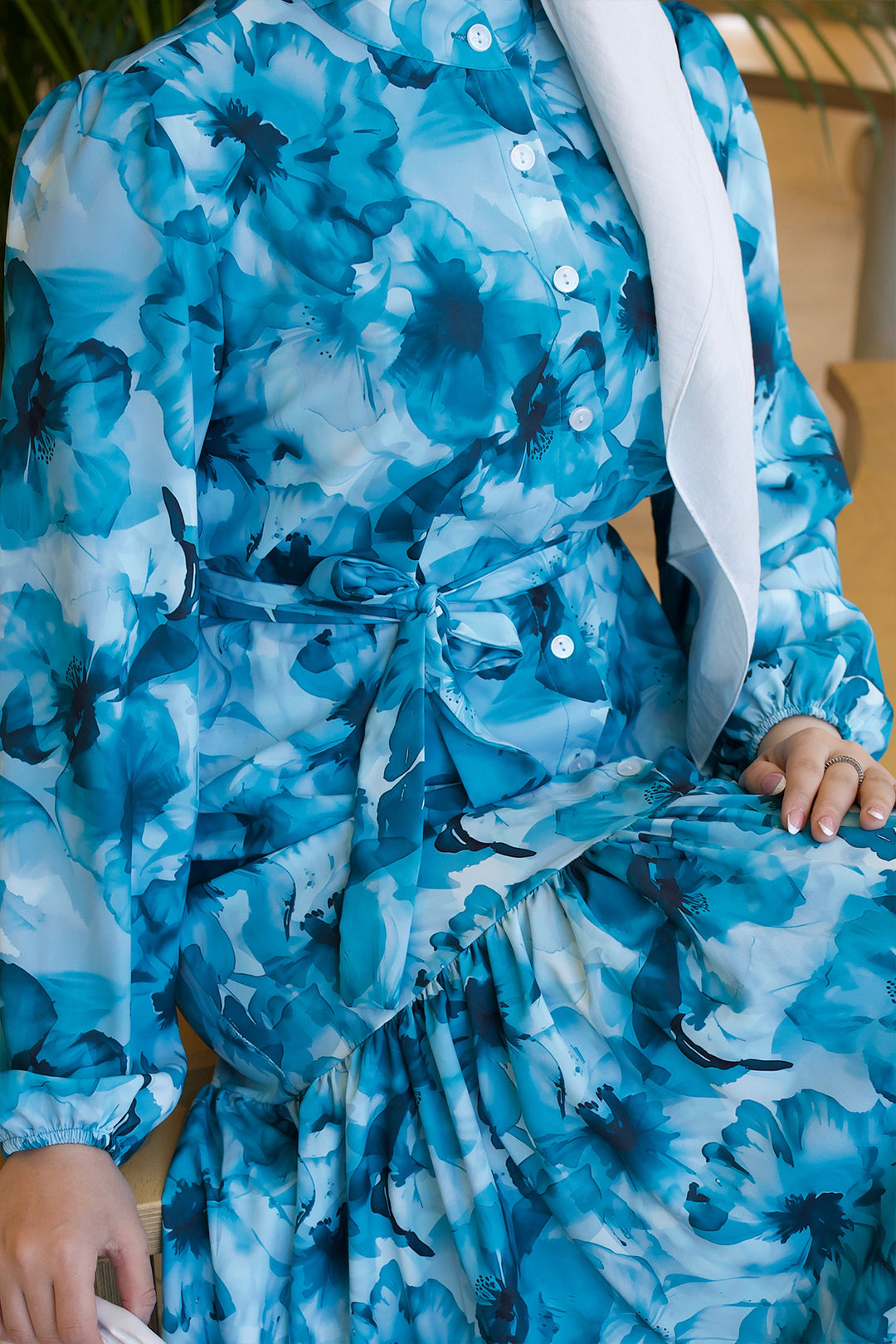 BNG Women Desenli Tesettür  Jessica Elbise B592 Turkuaz - Spring