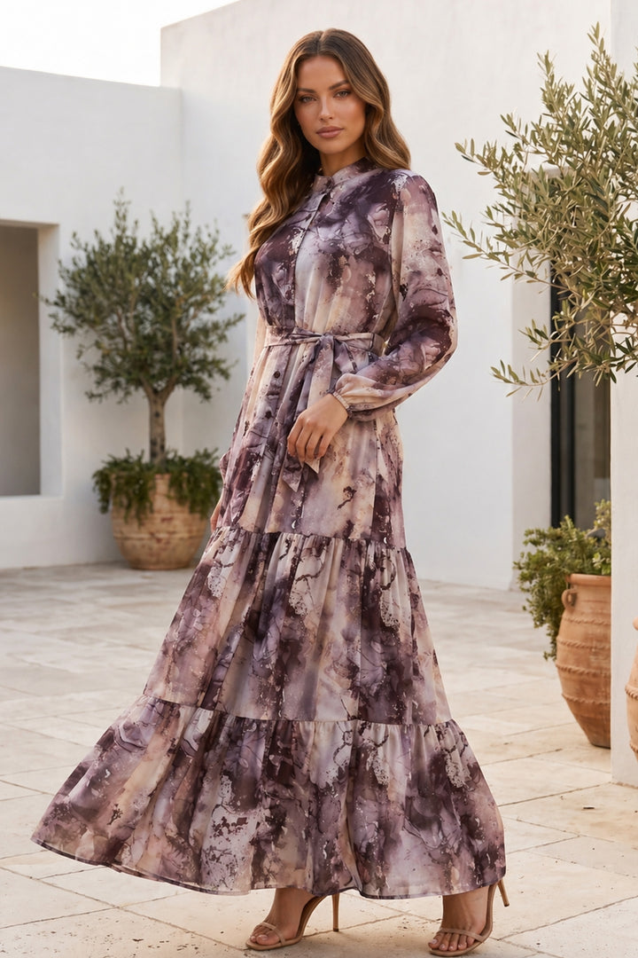 BNG Women Desenli Tesettür  Jessica Elbise B597 Vizon - Bocholt