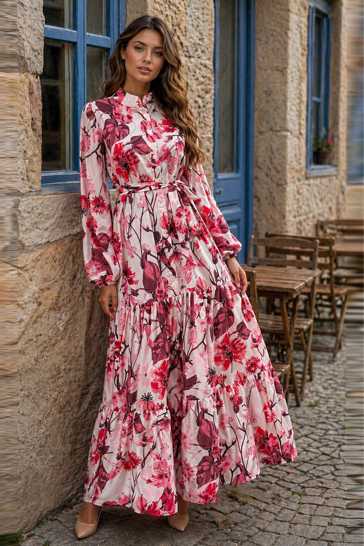 BNG Women Desenli Tesettür  Jessica Elbise B599 Somon - Yeovil