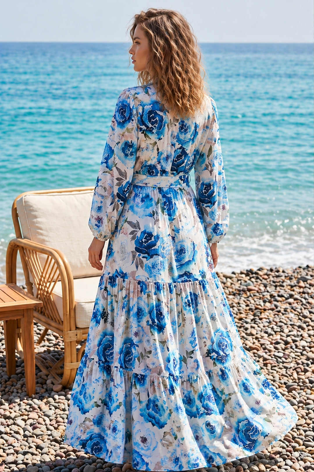 BNG Women Desenli Tesettür  Jessica Elbise B601 Lacivert - Tottenham