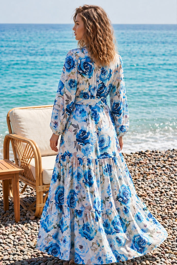BNG Women Desenli Tesettür  Jessica Elbise B601 Lacivert - Tottenham
