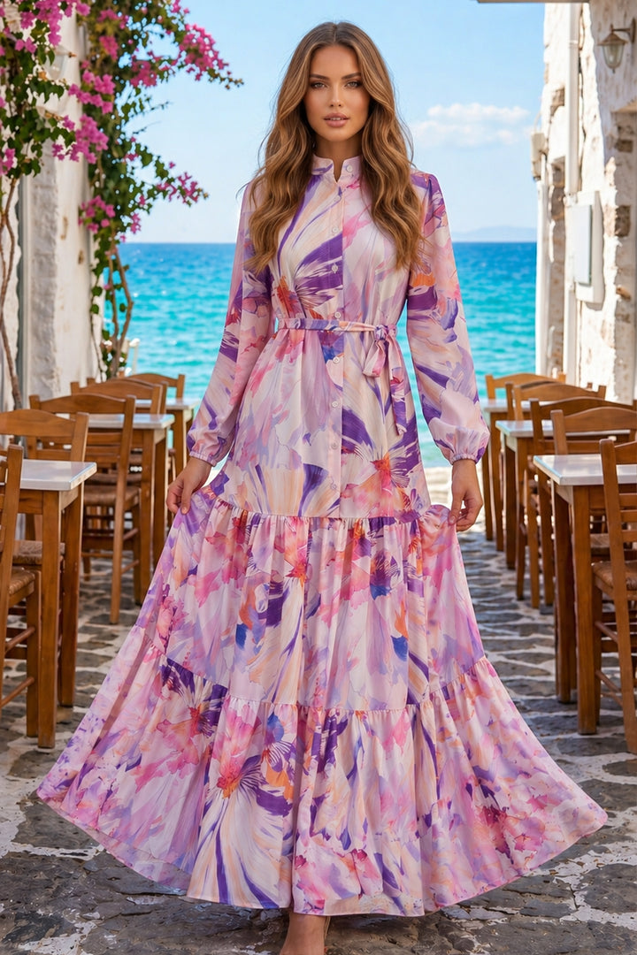 BNG Women Desenli Tesettür  Jessica Elbise B603 Lila - Rouyn-Noranda