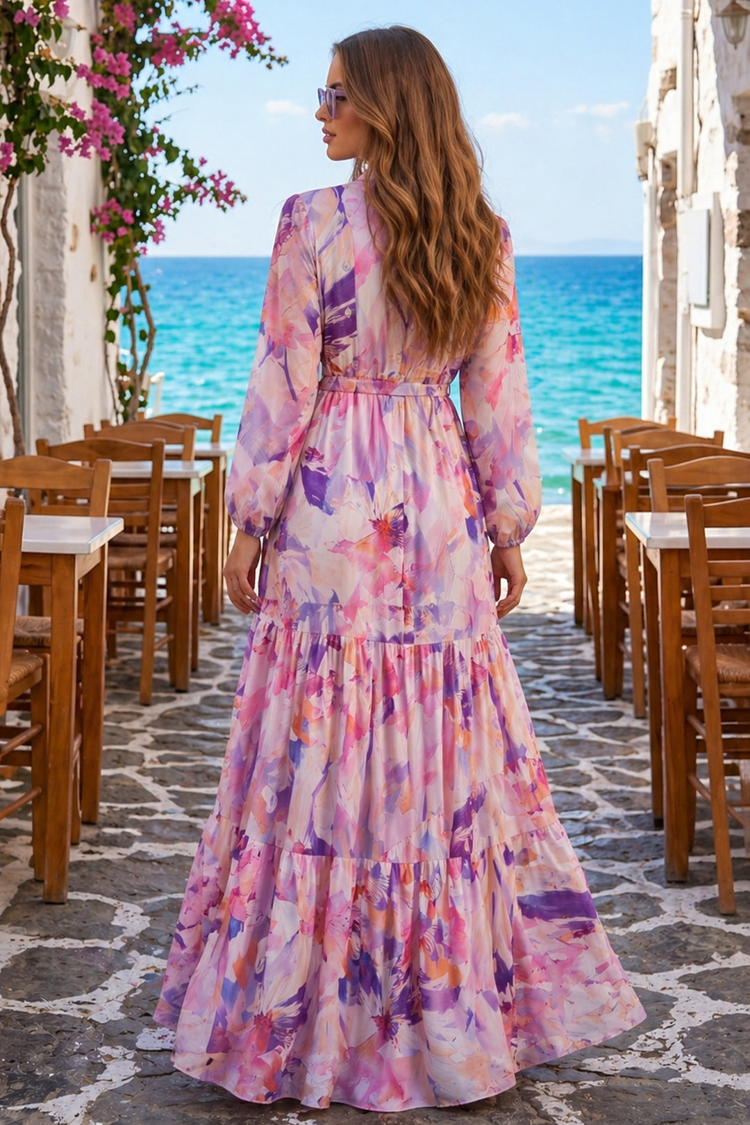 BNG Women Desenli Tesettür  Jessica Elbise B603 Lila - Rouyn-Noranda